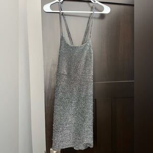 sparkly mini dress with lace up back